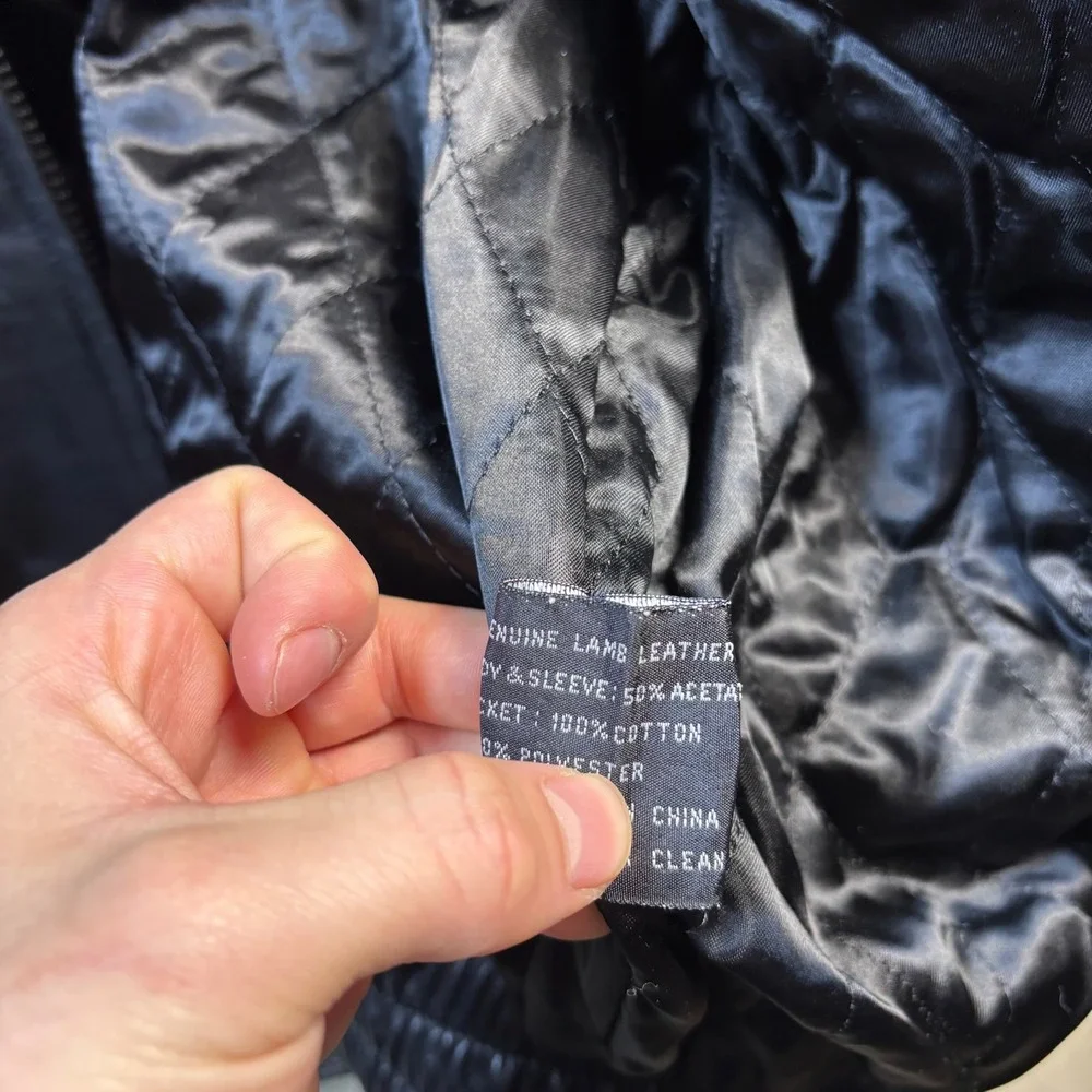 J. Park Collection Mens Black Genuine Lamb Leather Bomber Jacket Size Large - Picture 4 of 7